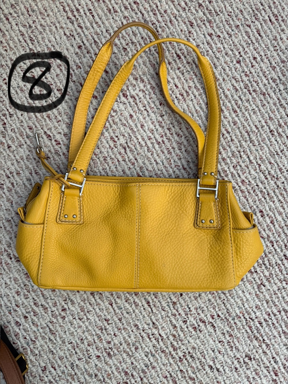 Fossil Mustard Yellow Pebble Leather Shoulder Bag